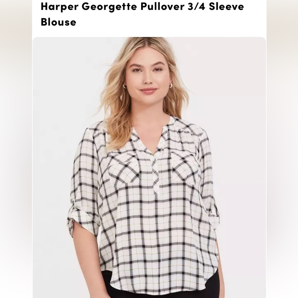 Torrid Georgette 3/4 sleeve cropped blouse.